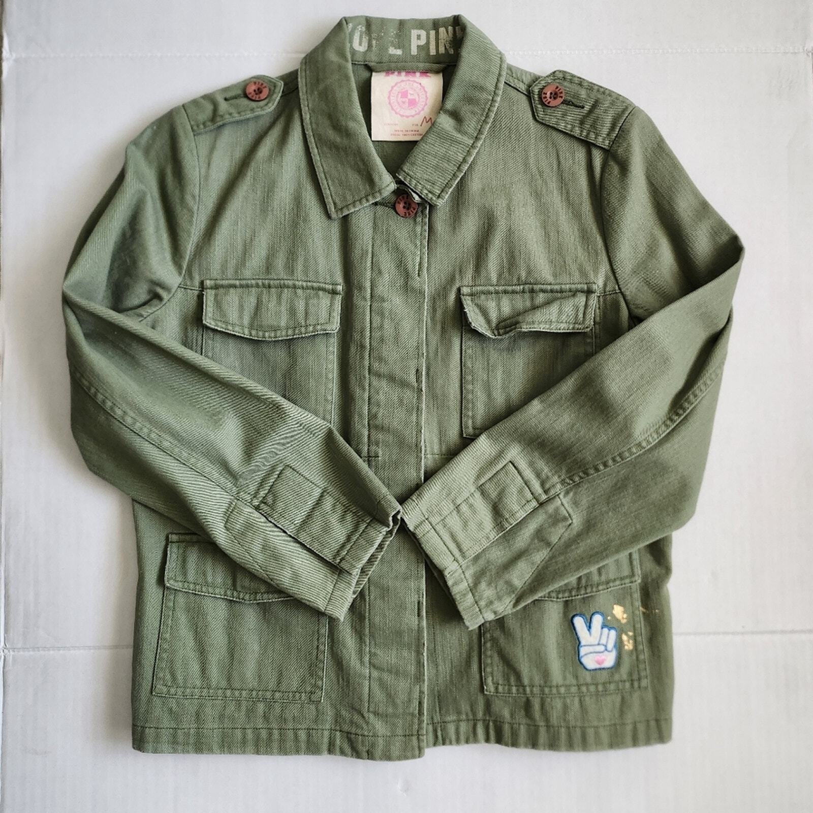 PINK Victoria Secret Green denim jacket size medium
