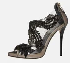 40/9❤️Made ITALY Oscar De La Renta Leather &PVC High Heels Platform Pumps