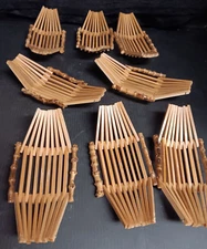 Set 8 Vintage Japanese Bamboo OSHIBORI TRAY Sushi Meal Hand Towel Holder Boats