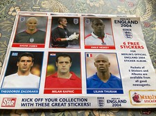 Merlin’s England 2004 6 Sticker Sheet David James