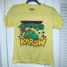 VTG RARE 1990 Teenage Mutant Ninja Turtles TMNT Youth T-Shirt Size Large KAPOW