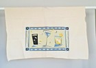 Vintage COCKTAIL DISHTOWEL 28" x 26" White Cotton MID CENTURY MODERN Bar Linen — photo 1