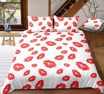 3D Mund Einfach Muster Quilt Cover Set Bettwäsche Sets Kissenbezüge 64