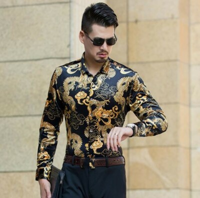 Mens Dress Shirts Long Sleeves Business Casual Floral Lapel Collar Chinese Natul | eBay Mens Dress Shirts Long Sleeves Business Casual Floral Lapel Collar Chinese Natul | eBay