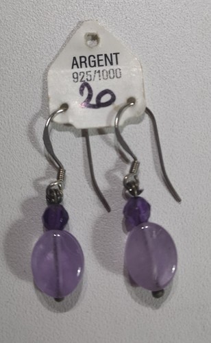 Boucles D'oreilles Dormeuses En Argent Massif 925 - Avec 2 Améthystes Véritables Du Brésil, Neuf