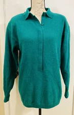 NEIL MARTIN Lambswool Angora Sweater Henley Pullover Irish Green SOFT M Vintage