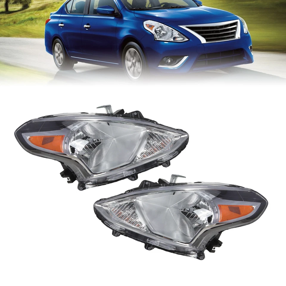 Headlights For 2015-2019 Nissan Versa Sedan Halogen Headlamp Assembly Left+Right Foto 3 de 4