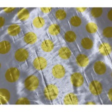 Yellow White Polka Dots - Faux Silk Charmeuse Satin Fabric
