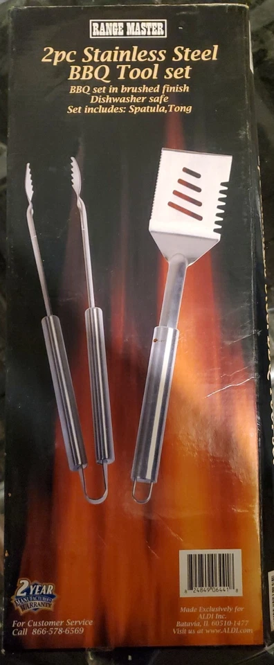 Rare 2 Piece Stainless Steel Bbq Tool Set heavy duty in pack - Image 2 of 2
