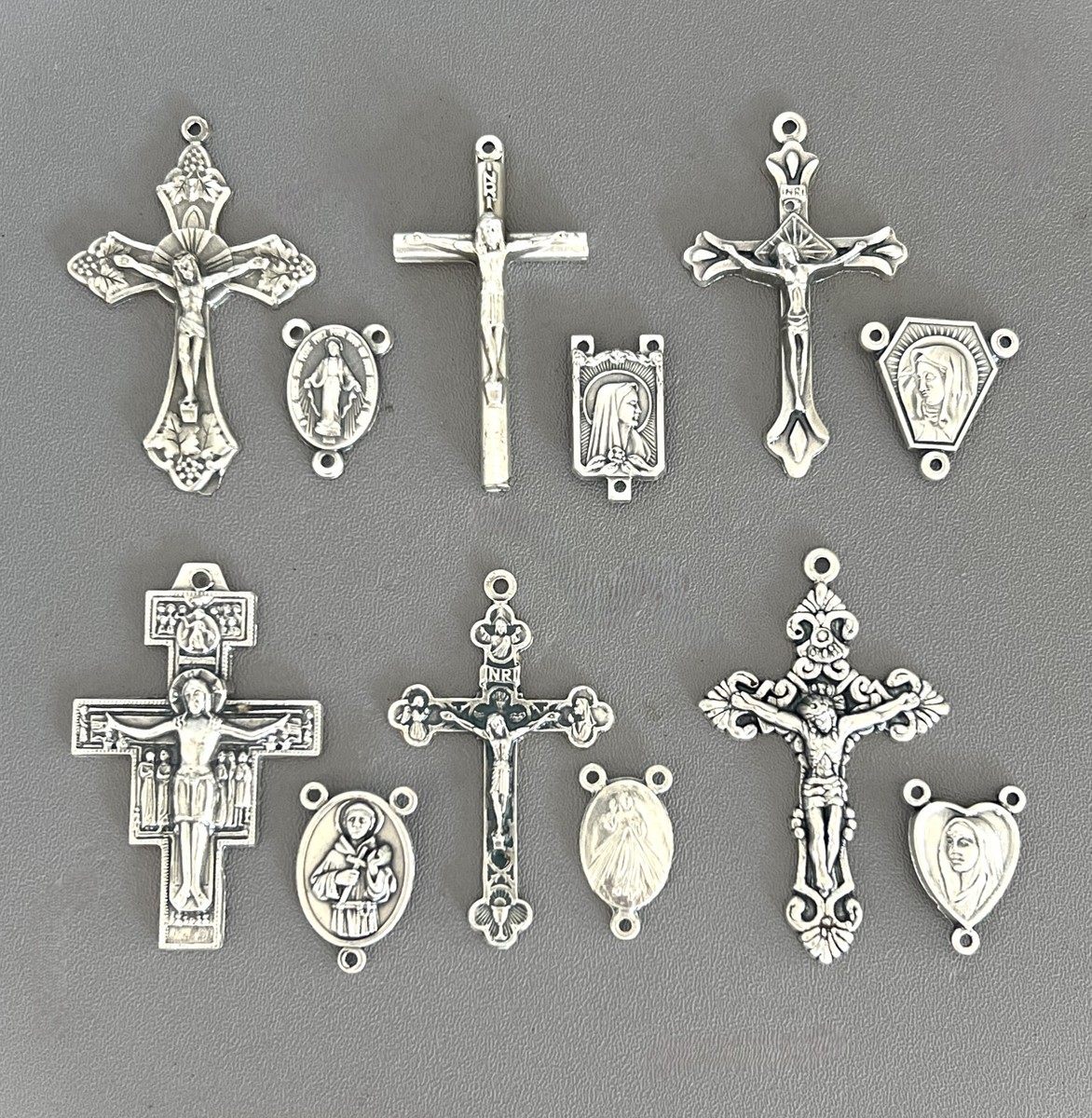 12 Crucifixes Rosary Centers Make ITALY Rosaries Part