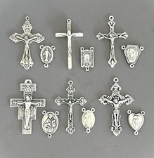 12 Crucifixes & Rosary Centers Make ITALY Rosaries Part Centerpieces S112 SET B*