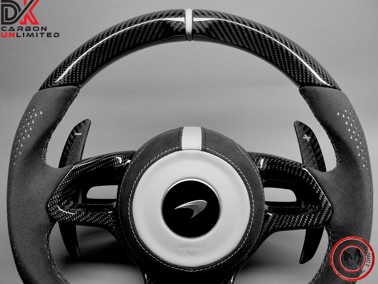 McLaren 675LT 540C 570S 650S 600LT 620R Alcantara Gray Carbon Steering Wheel v2