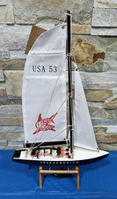 MODELLINO BARCA A VELA in LEGNO CM 25X6X35 - YOUNG AMERICA - BLU