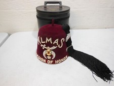 Almas Legion of Honor Masonic Freemason Shriners Jeweled Tasseled Fez Hat w Case
