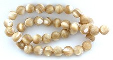 10mm Round Cream Mother Of Pearl Gem Stone Gemstone Bead 15 Inch Strand MOPBS4CR