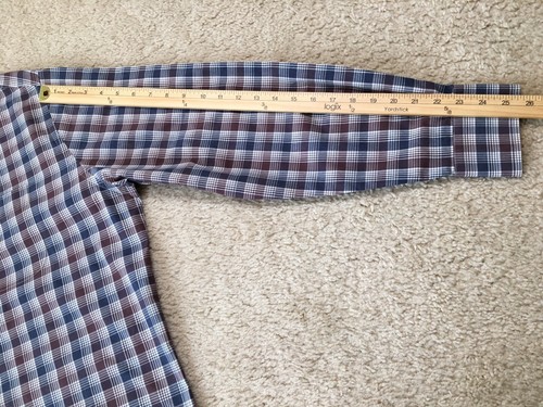Peter Millar Crown Shirt Mens XL Dark Blue Plaid Button Up Long Sleeve - Picture 6 of 7