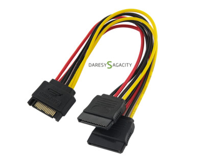 D-S SATA 1 auf 2  Strom Kabel Adapter Splitter 1x Stecker 2x Buchse
