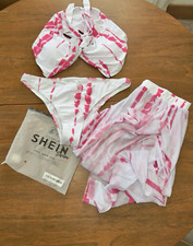 Shein White Pink 2 Piece Bikini set Cover Up Size Large NWT