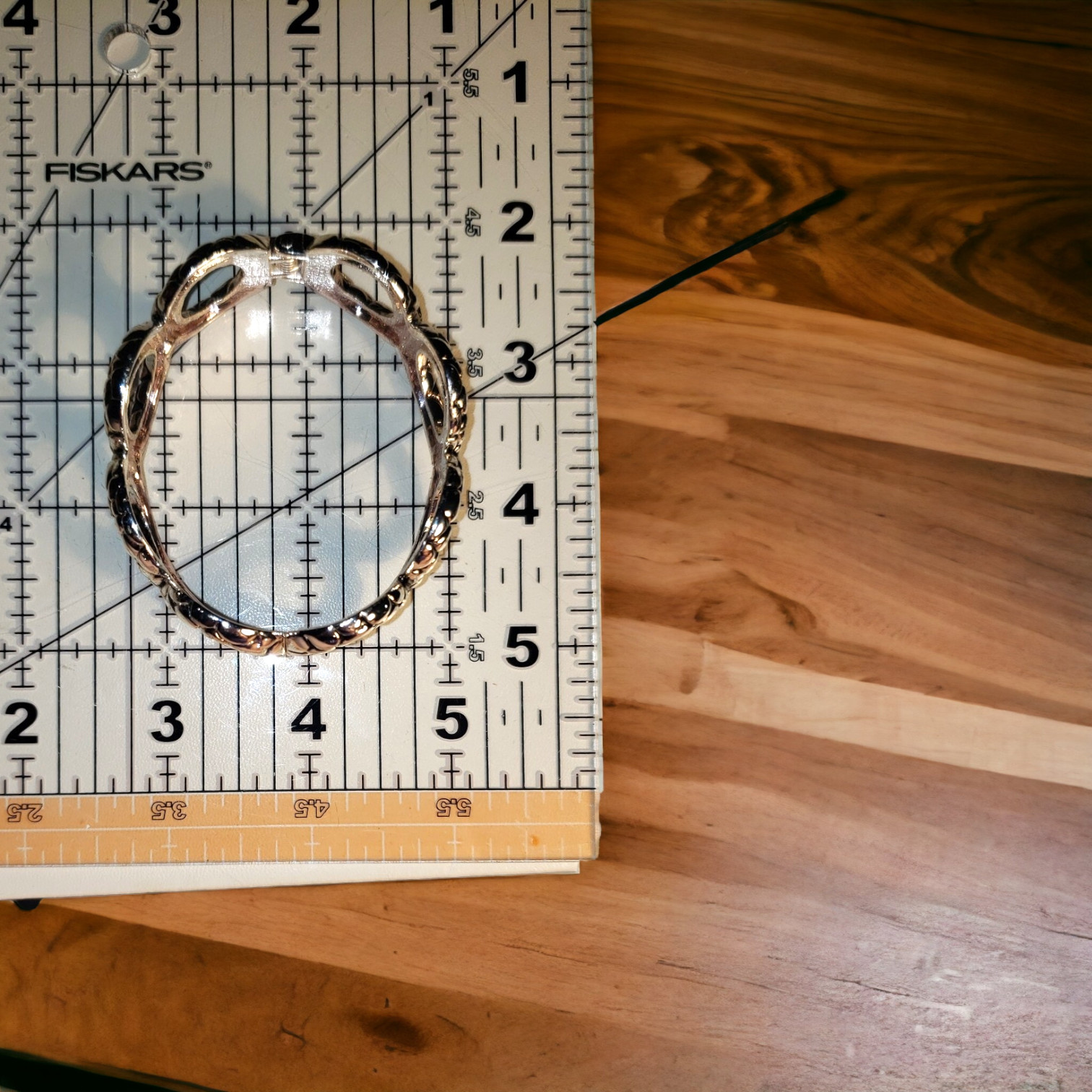 Bangle Bracelet, Hinged Cuff Geometric Interlocki… - image 3