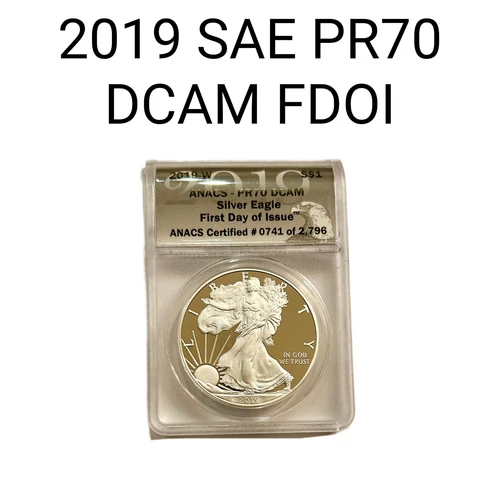 2019-W  SILVER AMERICAN EAGLE ANACS-PR70 FDOI #0741 Of 2796