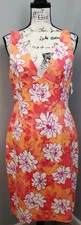 David Meister Tank Dress Womens 12 Multi Floral Sleeveless V Neck Bow Back Zip
