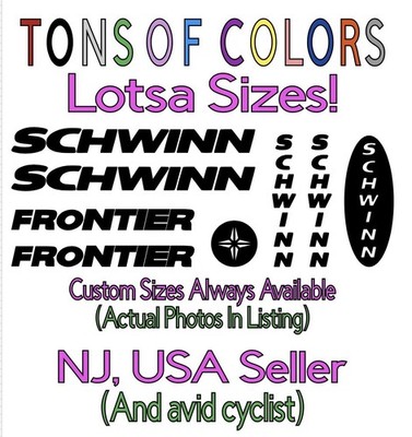 8 Pc Schwinn Frontier MTB Die Cut Vinyl Decal Set 50+ Colors & Stencils Avail!