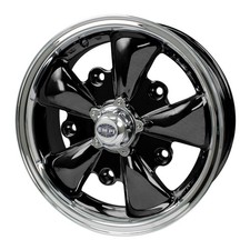 Gt-5 Wheel Black With Polished Lip 5.5 Wide 5 On 205mm Dunebuggy Vw Gt-5 Wheel Black With Polished Lip 5.5 Wide 5 On 205mm Dunebuggy Vw