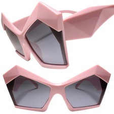 Oversized Edgy Tipped Up Corner Vintage Vibe Womens Pink Cat Eye Sunglasses