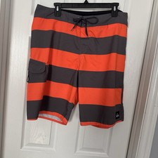 Quiksilver Swim Trunks Board Shorts Men's Size 36 Orange Gray Beach