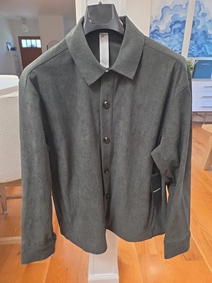 Fabletics Mens Green Faux Corduroy Long Sleeve Button Up Jacket Size M and NWT