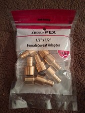 Apollo 1/2 in. Brass PEX-B Barb x 1/2 in. Female Copper Sweat Adapter 10-Pack 