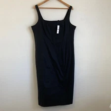 J Crew Squareneck seamed midi dress 16 Black