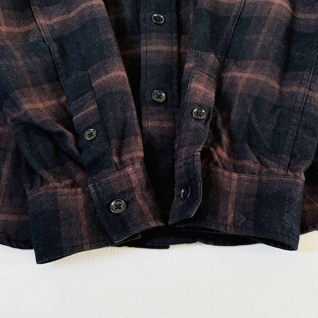 WACKO MARIA Ombre Check Shirt Embroidered Logo Wool Blend