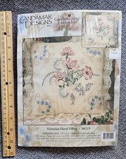 Candlewicking Embroidery Kit Victorian Floral 14" Pillow Candamar Designs 80219