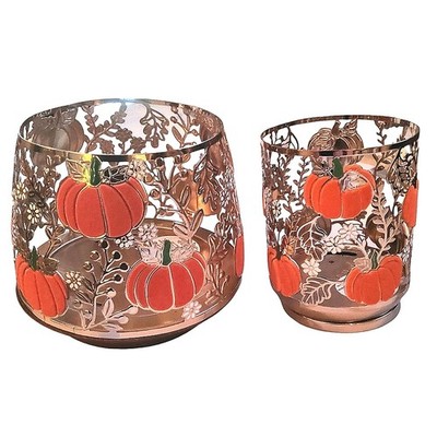 PUMPKINS & FOLIAGE VELVET 3-WICK & SINGLE WICK CANDLE HOLDERS BATH & BODY WORKS