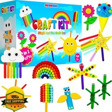 MHMYDIS Kids Craft Kit 12-in-1 No Mess Ages 4-8 Toddler Art Supplies Gift