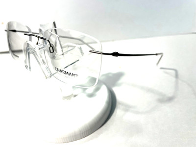 NEW CHARMANT TITANIUM MENS  EYEGLASSES FRAME 16702 GREY SQUARE RIMLESS