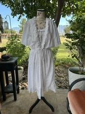 Vtg French Linen Nightgown Matching Robe Edwardian Set wedding lounge