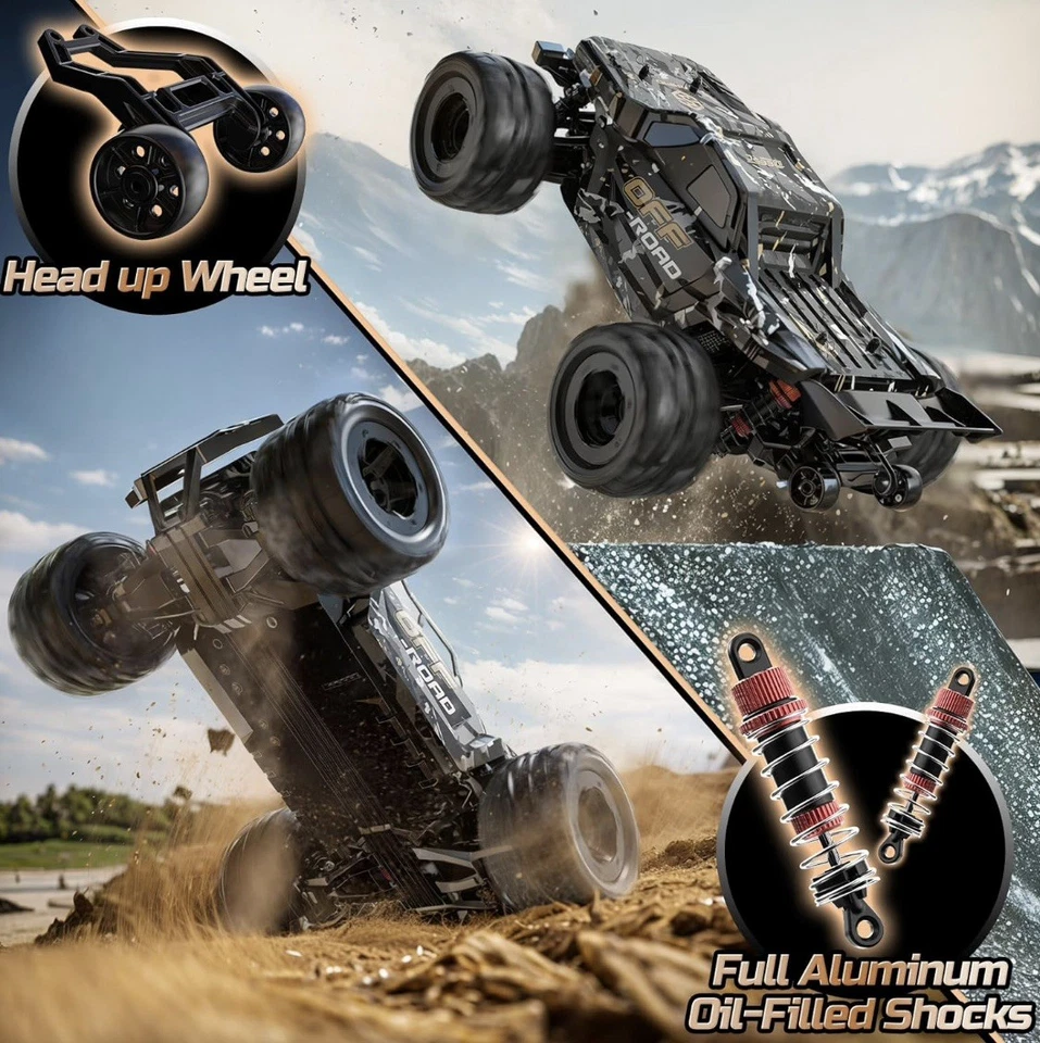 RC Monster Truck 1:16 – 40 km/h – 4WD – Waterproof – 2 Akkus – LED – Neu OVP ⚡ - Bild 4 von 4