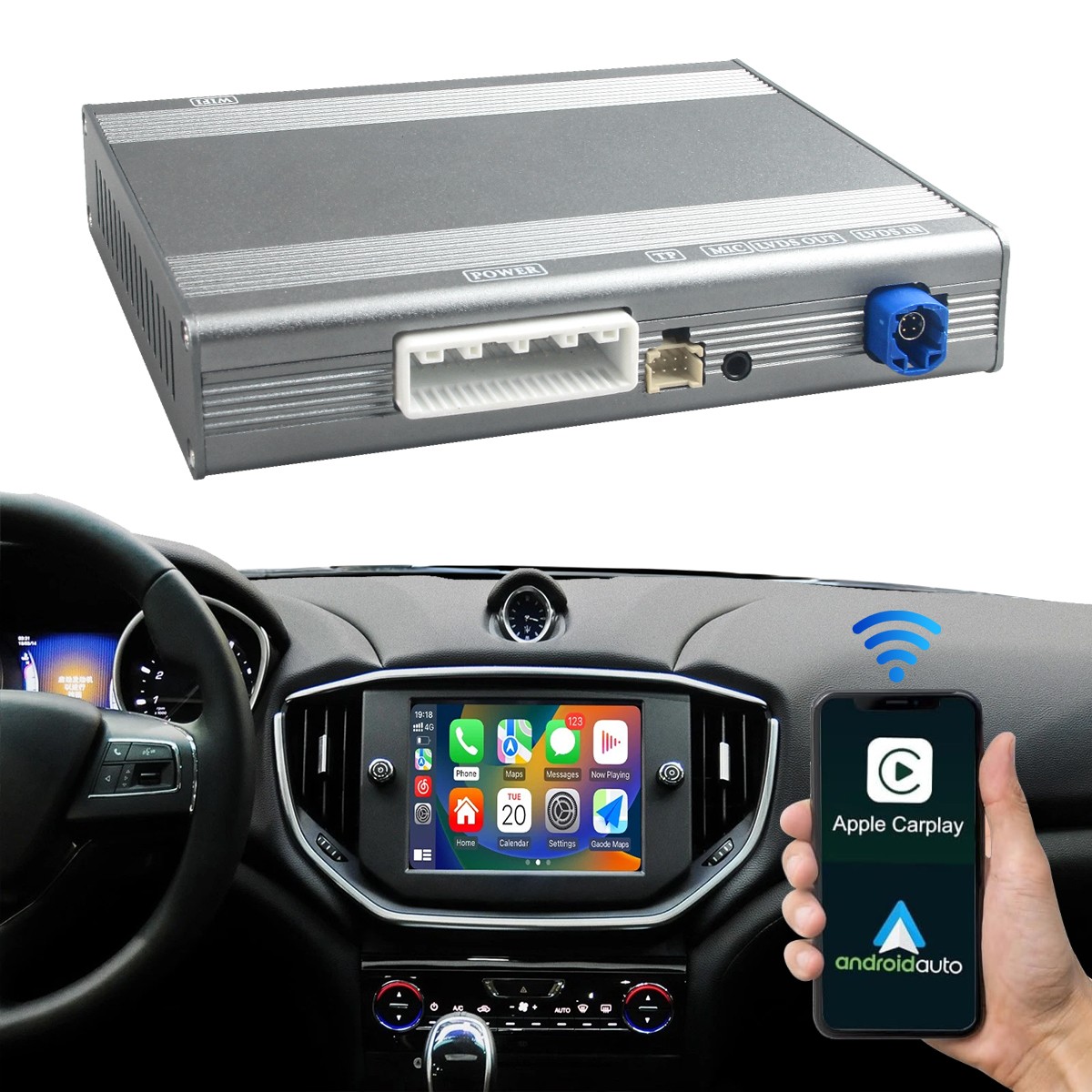 For Maserati Quattroporte Wireless Apple Carplay Android Auto Retrofit Decoder