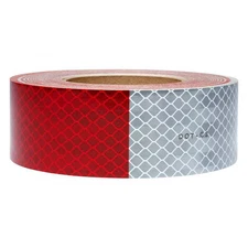 3M 913-32 Conspicuity Reflective Tape, 2 In W X 50 Yd L, 10 Mil Thick, Red/White