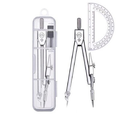Protractor and Compass Set, Protractor, Silver