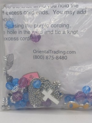 Religious Easter Holy Week Plastic Beaded Bracelet with Handout Card