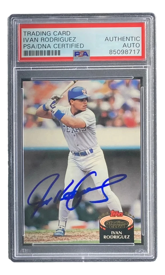 Ivan Rodriguez Signed 1992 Topps #415 Texas Rangers Rookie Card PSA/DNA - Image 4 of 4