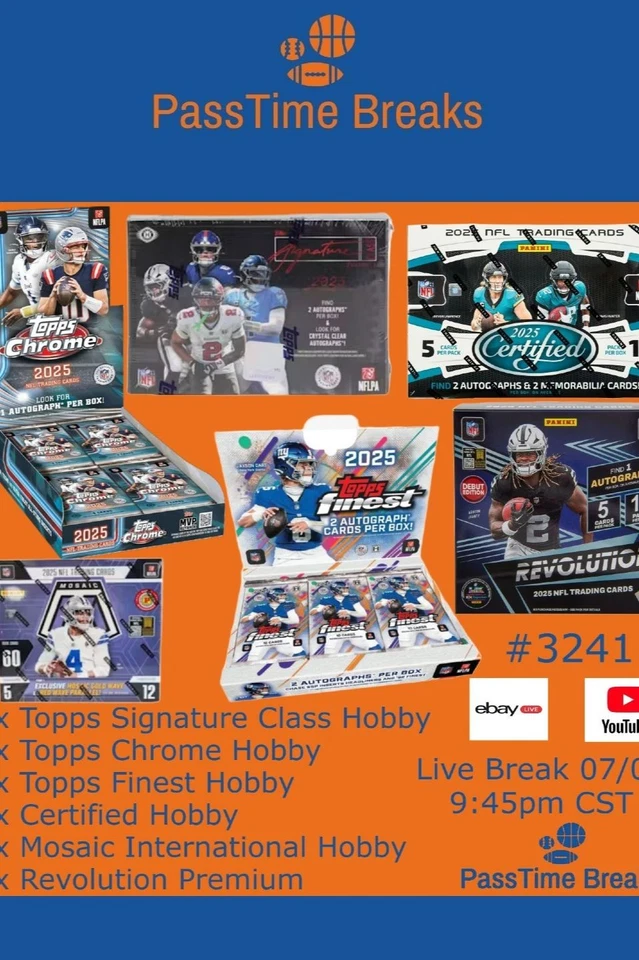 2025 TOPPS SIGNATURE CLASS FINEST CHROME FOOTBALL - 6x Box Hobby BREAK 3241