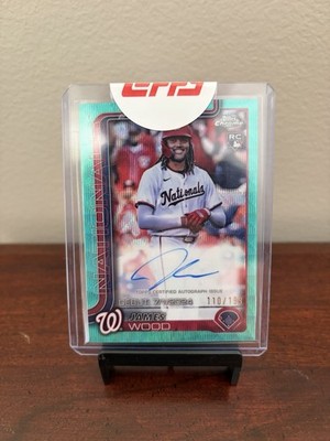 2025 Topps Chrome - Rookie Autographs James Wood  Aqua Wave Refractor /199