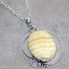 Beauty Laguna Lace Calcite 925 Silver Plated Necklace 18" Most Beautiful AU e009