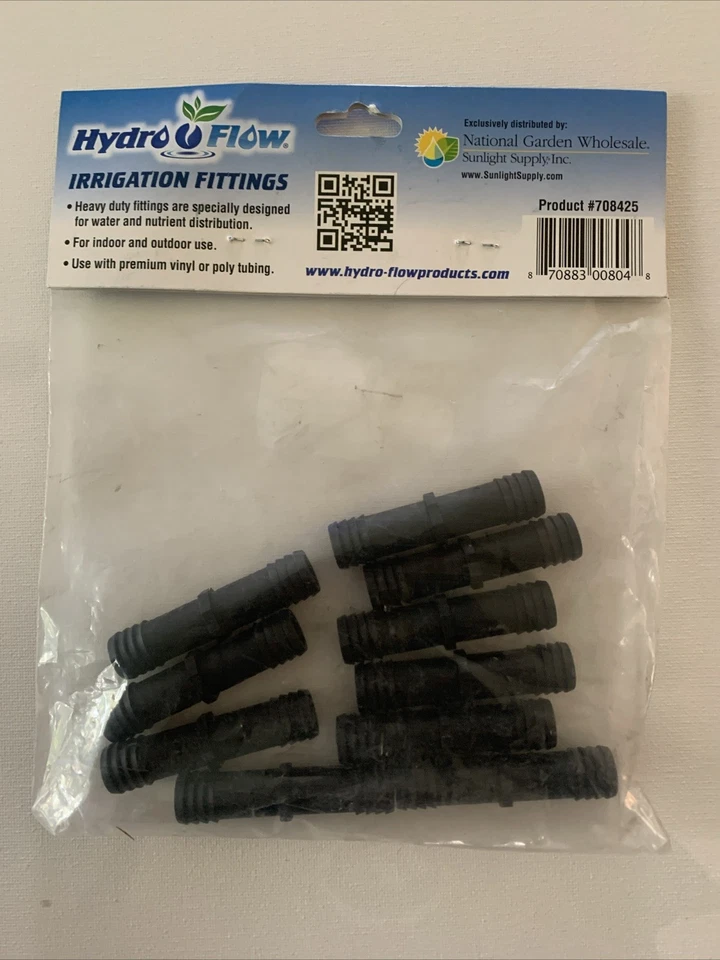 10 pc Hydro Flow 1/2” Barbed Straight Connectors Irrigation Fittings NEW - Image 2 of 4