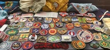 Vintage Boy Scouts BSA Lot Mostly 1970s Patches Scarves Other Items 100+ Pieces