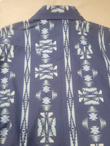 Panhandle Slim Shirt Men’s Size L Blue Southwestern Pearl Snap Long Sleeve - Picture 12 of 13